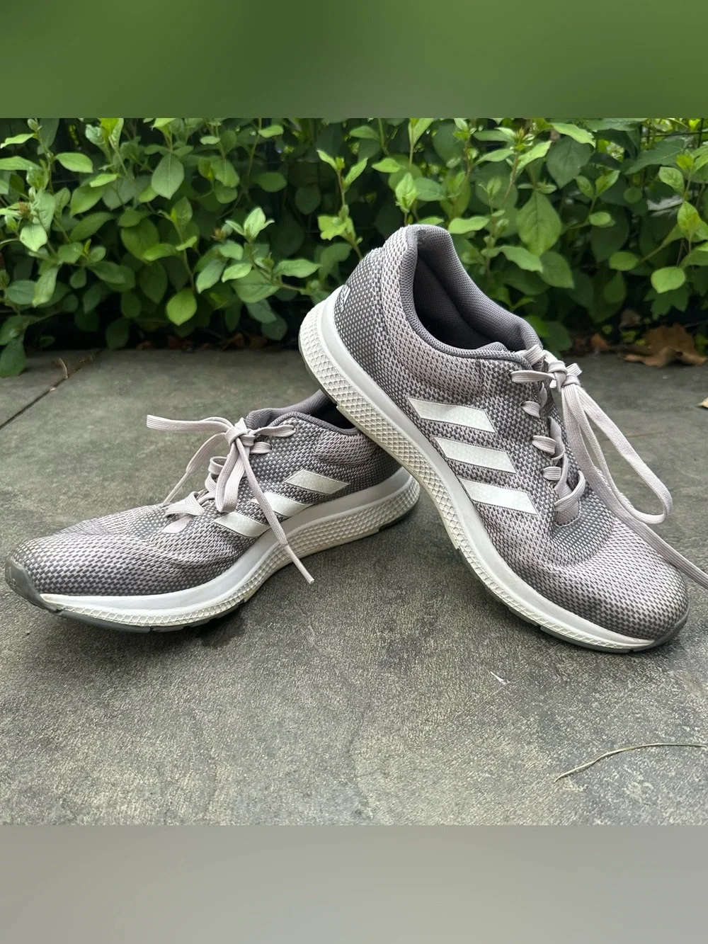 adidas Women's Taupe Mesh Athletic Sneakers with White Stripes